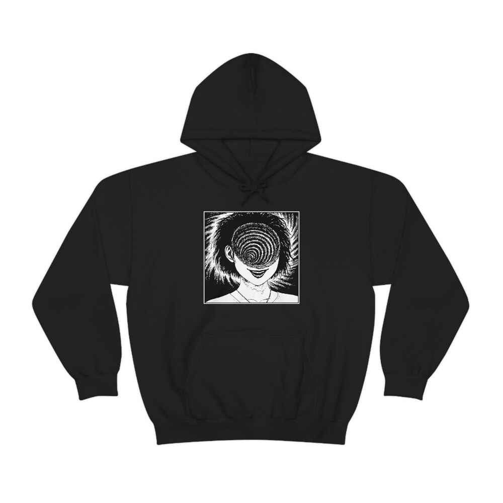 Creepy Girl Horror Manga Hoodie - Spiral Design Unisex Cotton