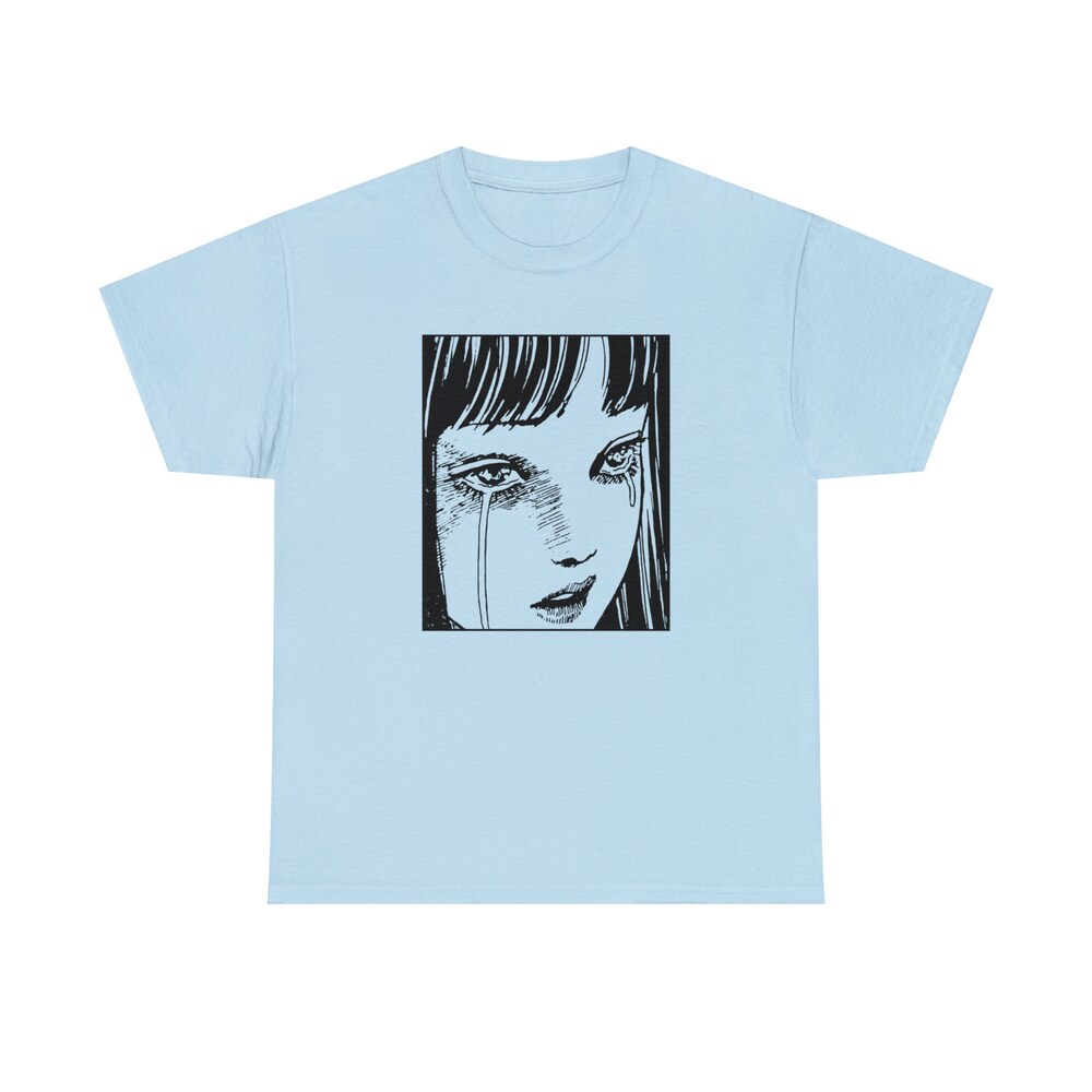 Horror Manga Girl Tears Shirt: Creepy Gothic Eyes