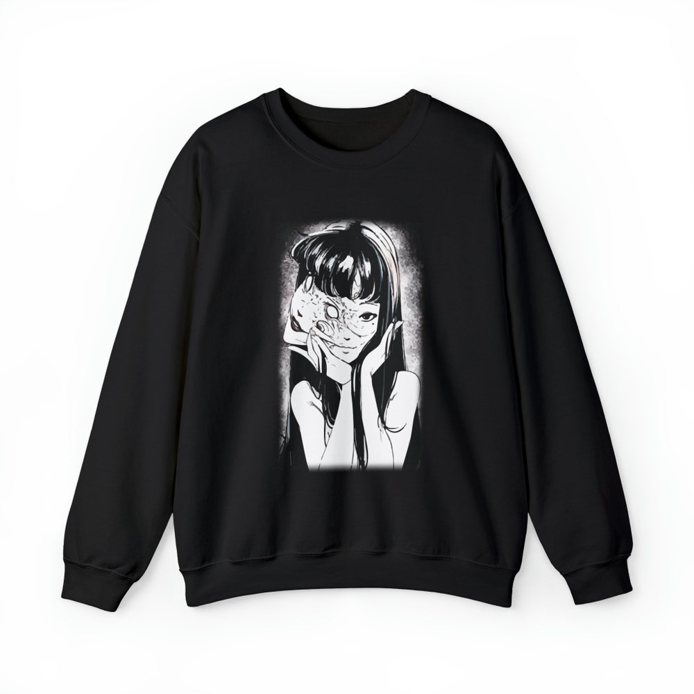 Unisex Horror Manga Sweatshirt: Creepy Gothic Anime Girl